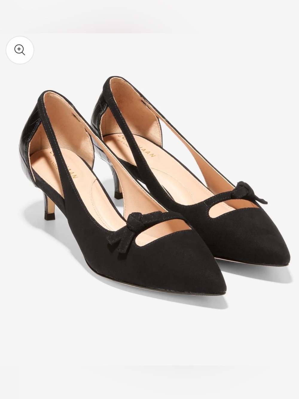 Cole Haan Black Suede Pointed Toe Bree Pump Modern Classics  size 9
